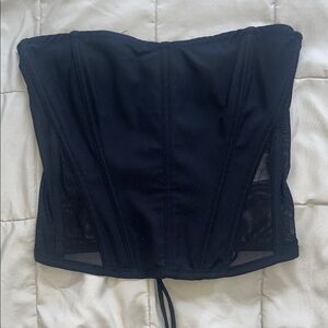 White Fox Boutique Mesh side/back Black Strapless Bustier Corset Tube Top Small